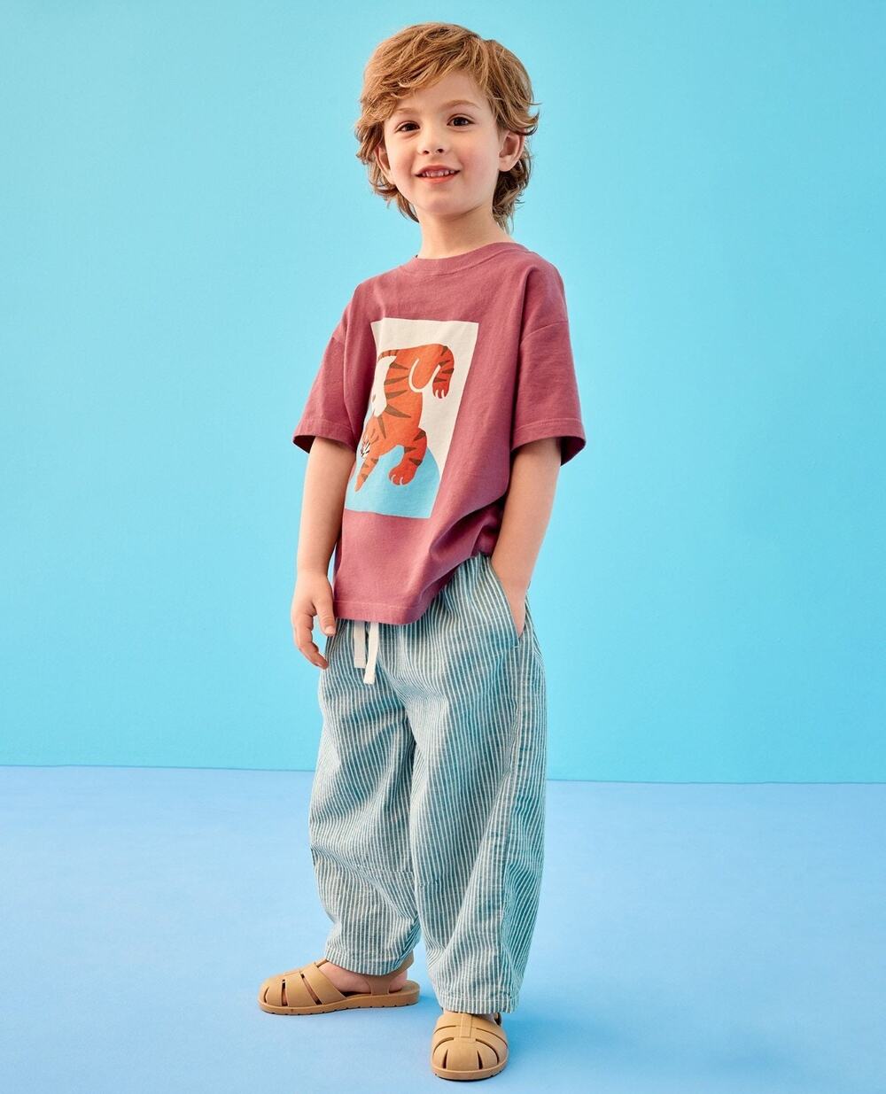 Hanna Andersson Unisex 3T Blue And White Striped Barrel Beach Pants 100% Cotton